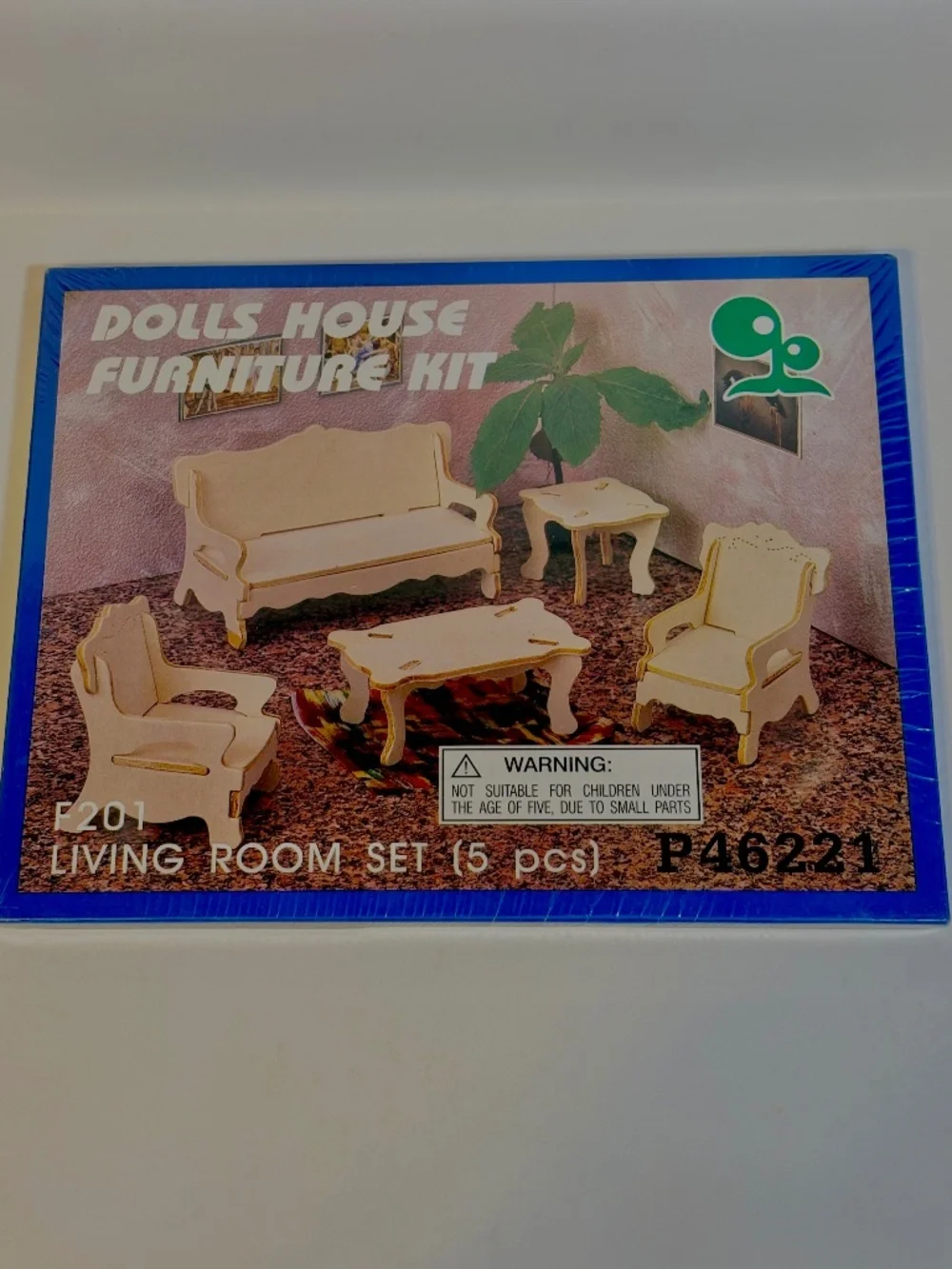 Wooden Doll House Furniture Kit Living Room Set DIY Wood Craft Model Kit 5pc New
